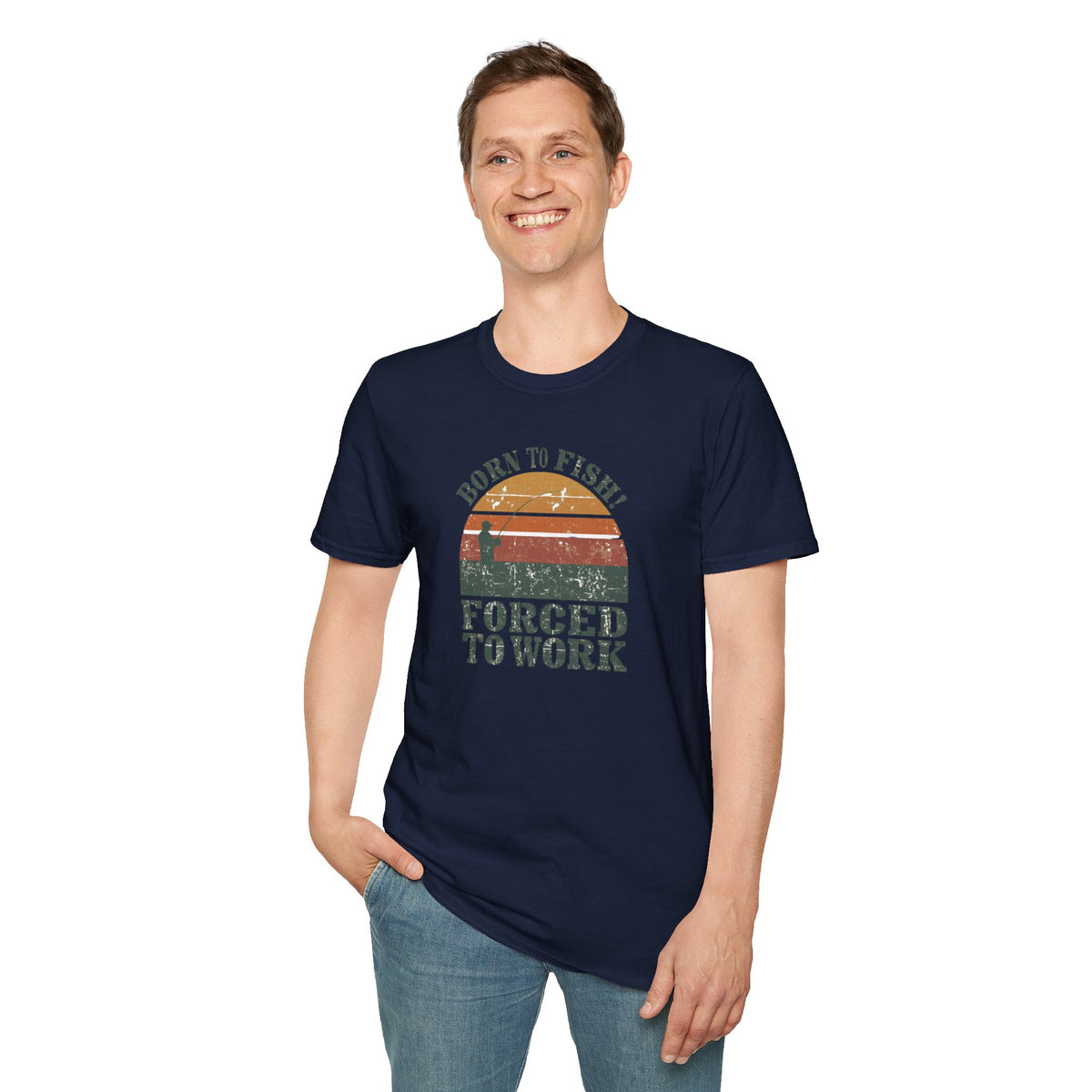 Unisex Softstyle T-Shirt, born to fish