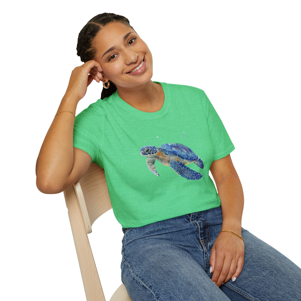 Unisex Softstyle ,T-Shirt Water Color Sea Turtle