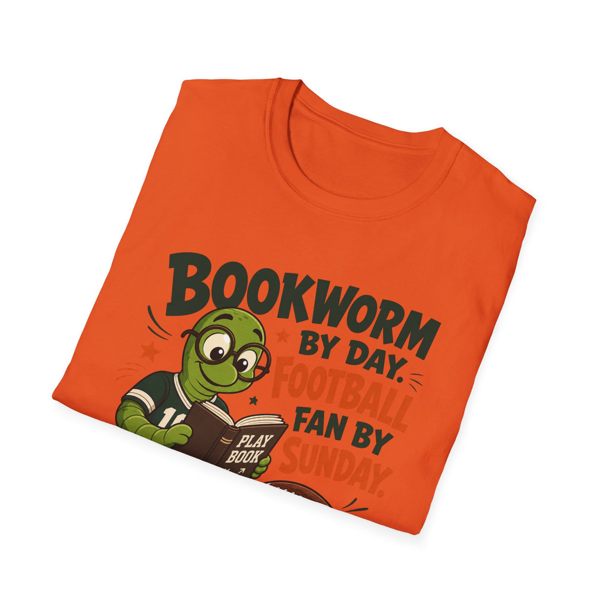 Unisex Softstyle T-Shirt, Bookworm by Day Football Fan by Sunday Shirt, Funny Reader Gift, Football Season Tee