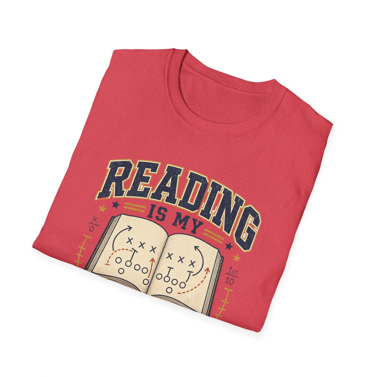 Unisex Softstyle T-Shirt, Reading Is My Playbook Shirt, Varsity Book Lover Tee, Football Coach and Reader Gift