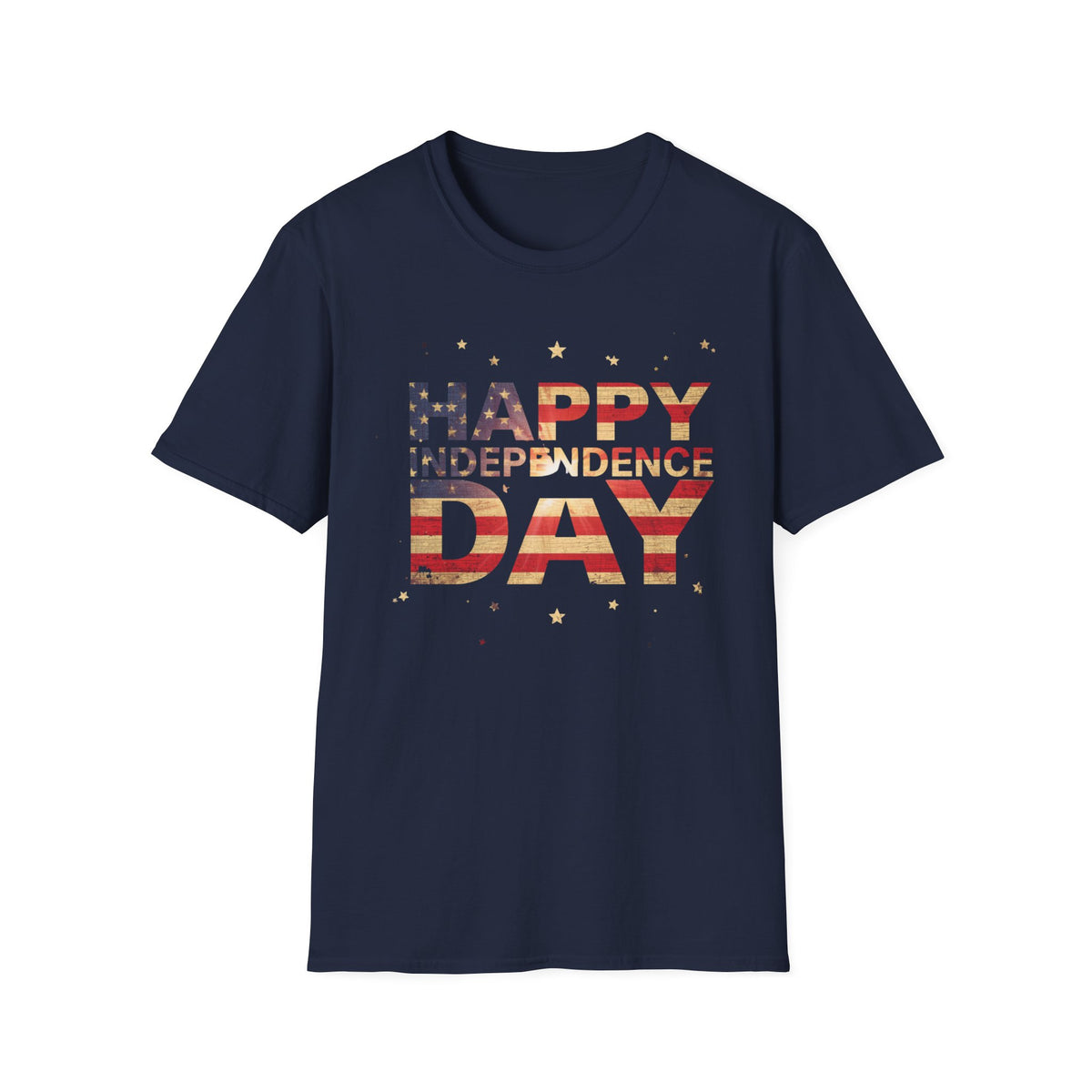 Unisex Softstyle T-Shirt, Happy Independence Day Minimal Shirt, Modern Patriotic Tee, Simple USA Shirt