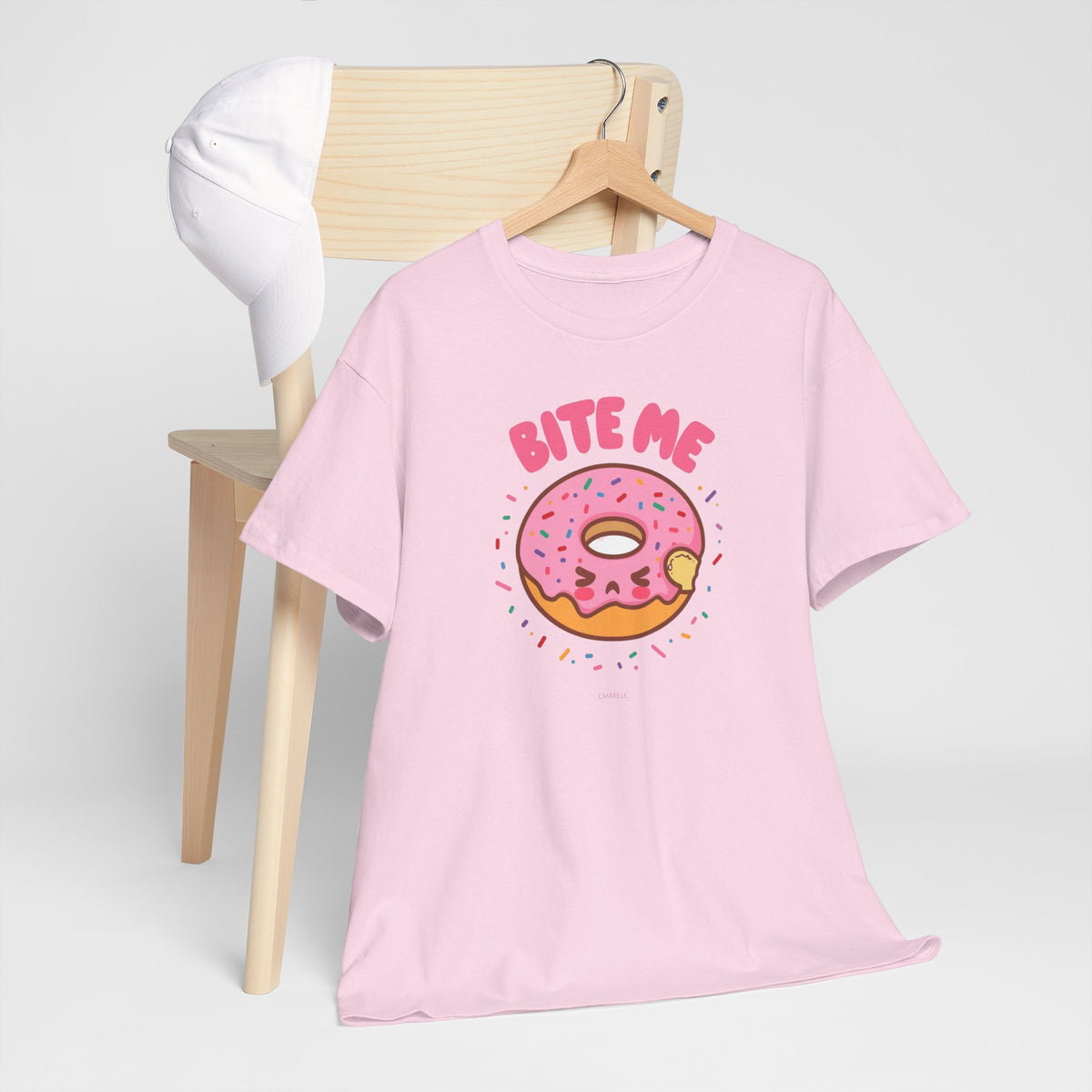 Unisex Heavy Cotton Tee,Bite Me Donut Shirt, Funny Food Tee, Cute Kawaii Donut T-Shirt, Sweet Humor Shirt, Bakery Lover Gift